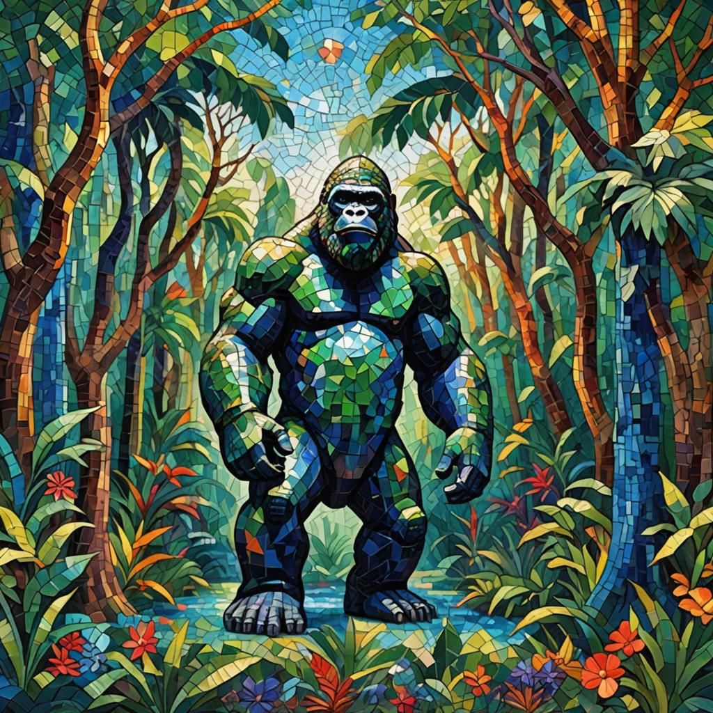 King Kong Mosaic in Rainbow Colors