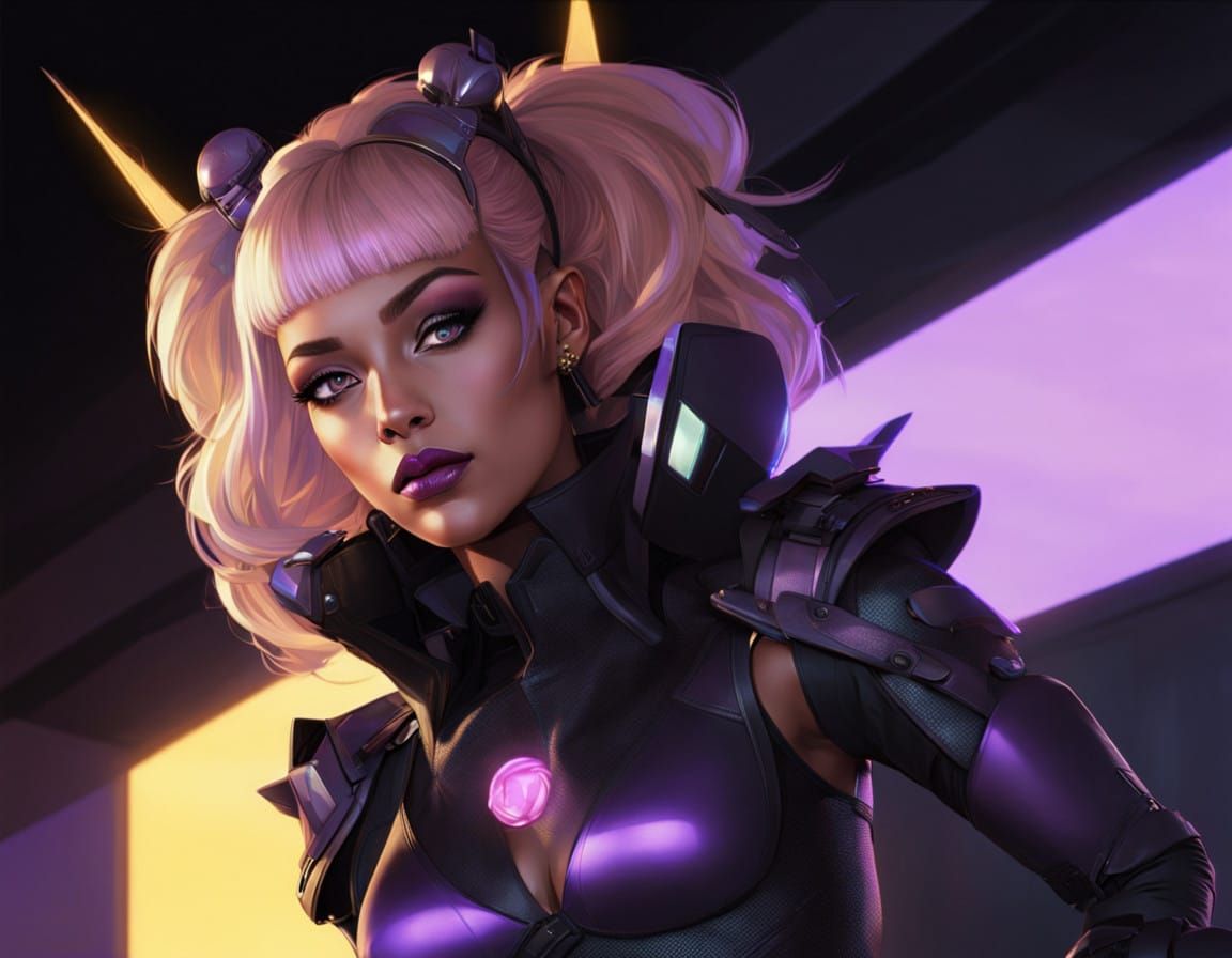 Cyberpunk Goddess in Golden Futurism