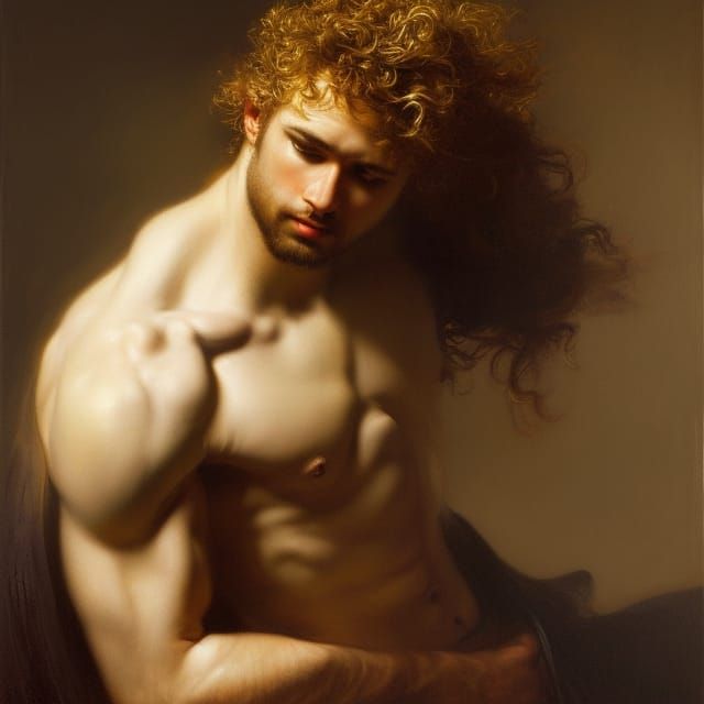 Narcissus: Chiaroscuro Portrait in Renaissance Style