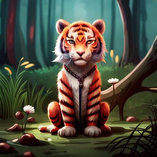 Chibi Shamanic Tiger in 3D Unreal Engine Render