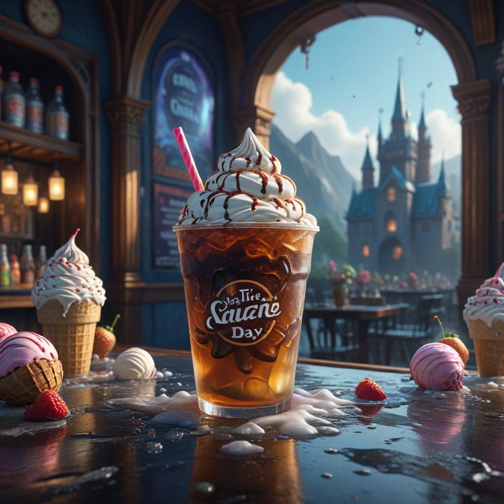 Fantastical Ice Cream Soda Day Matte Painting