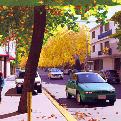 Santiago Chile Street View in Hopper Style