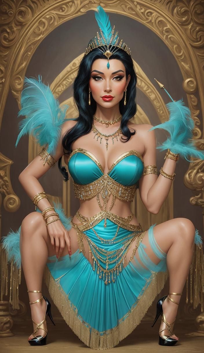 Fifty's Siren: Jasmine in Razzle Dazzle Regalia