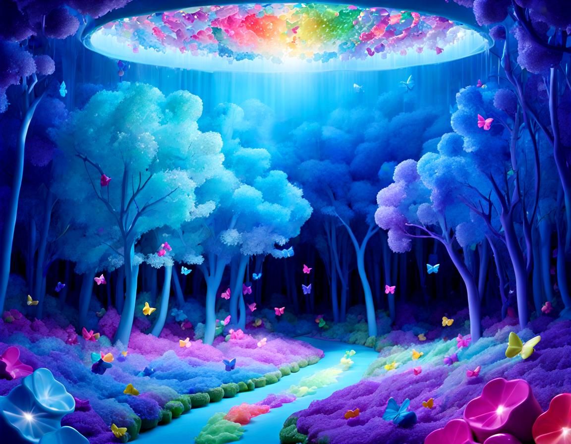 Surreal Gummy Candy Forest with Jello and Glitter