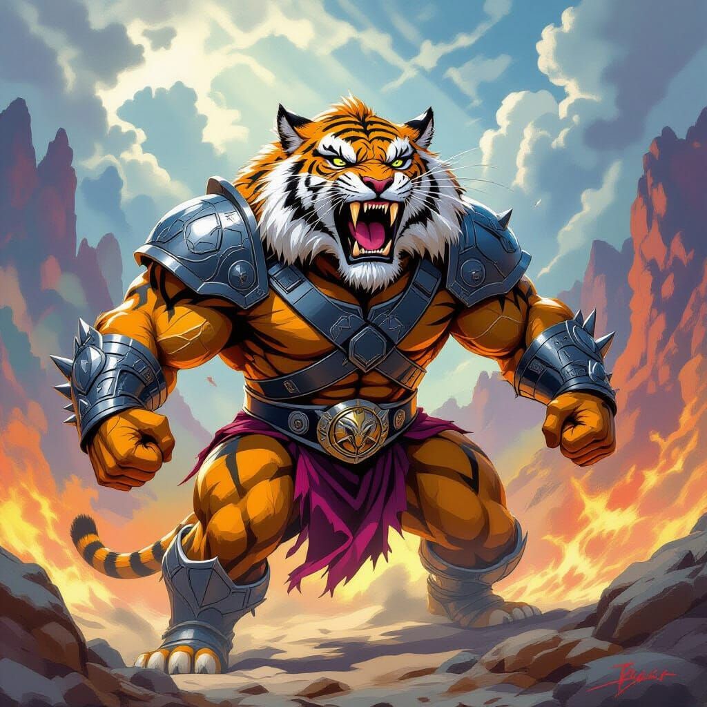 Battle Cat Roars in Epic Eternia Landscape