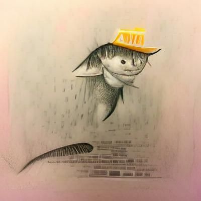 Cartoon Catfish in a Hat Goes to the Theater