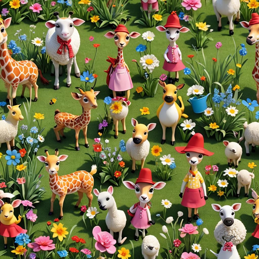 Adorable Animated Animals in a Fantastical Garden