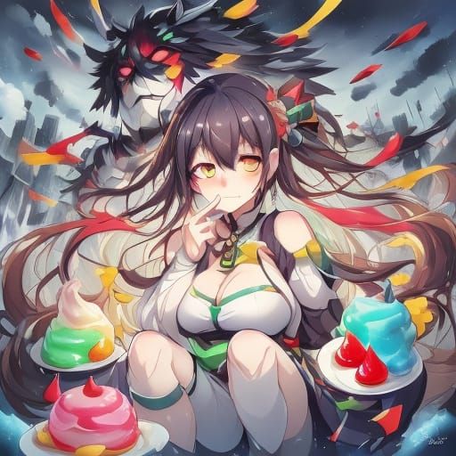 Anime Girls Enjoying Jell-O in Factory