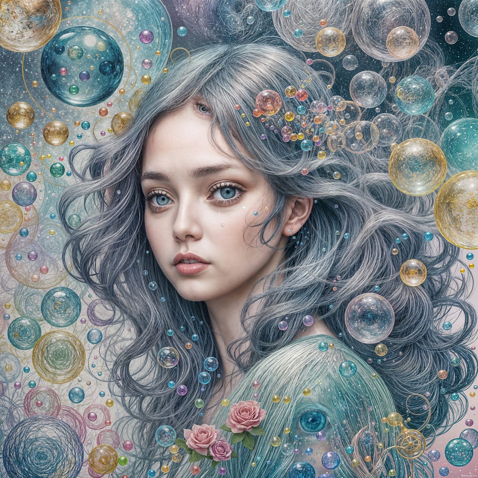 Surreal Bubbles Representing Lost Mind and Thoughts