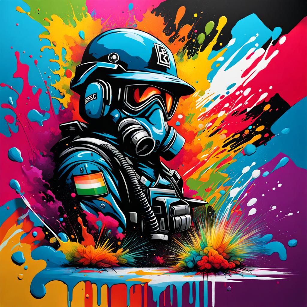 Colorful Graffiti Art with Oil Gouache Textures