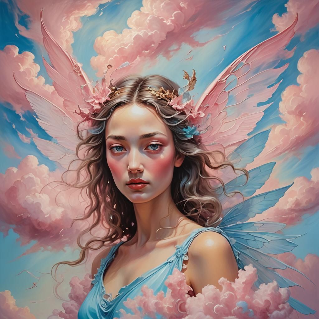 Surreal Goddess Fairy in Dreamy Oil Painting