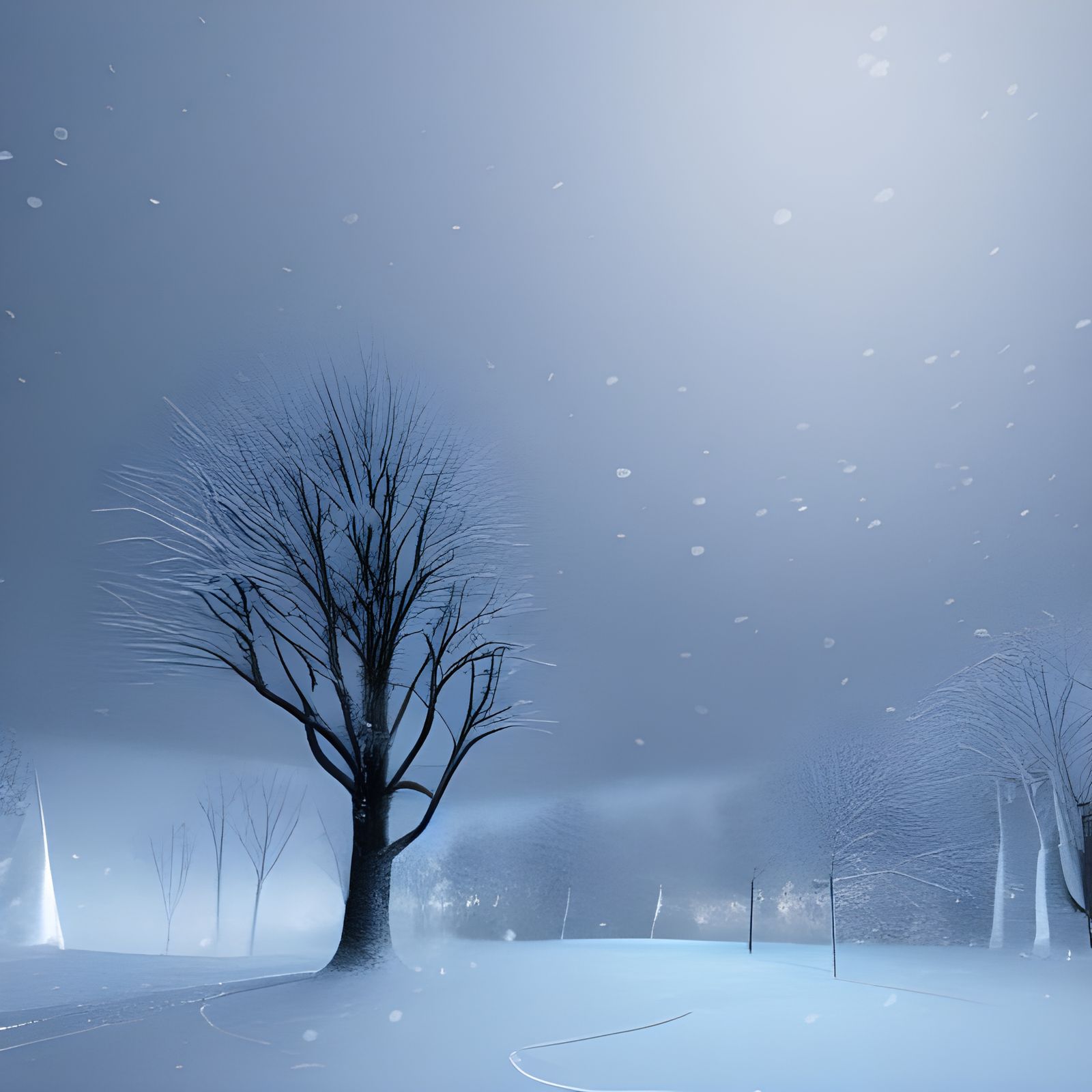 Glowing Finger Lights Snowy Path: Detailed Digital Art