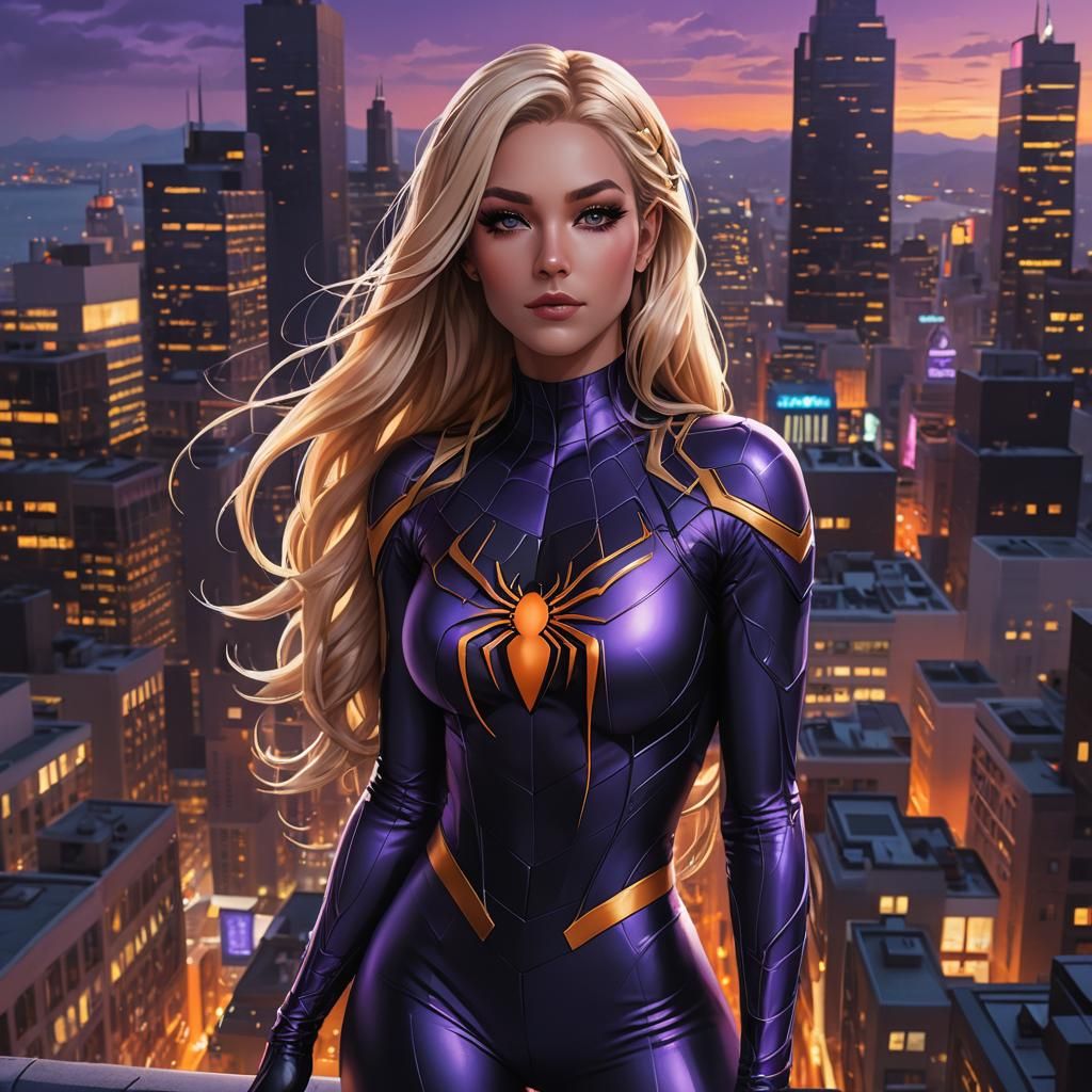 Girl in Spidersona Suit, Cinematic Fantasy Art