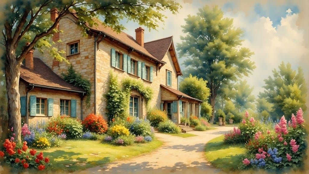 Impressionistic Countryside Residence in Renoir Style