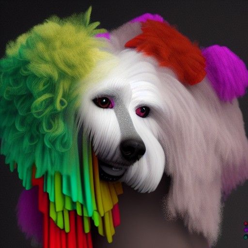 Puli Dog as Drag Queen in Paul Klee Style