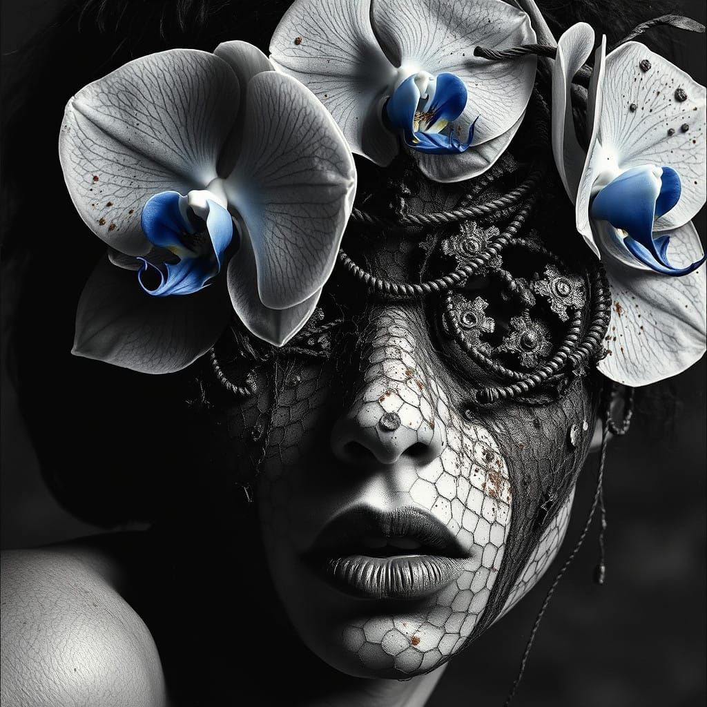 Surreal Masquerade Dreamscape in Cosmic Blues