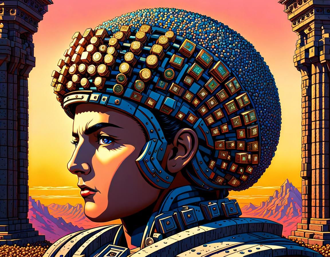 Surreal Landscape: 8-bit meets Pointillism in Golden Hour