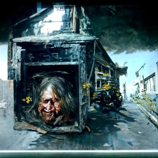 Resident Evil 7 Scene as Oil Painting