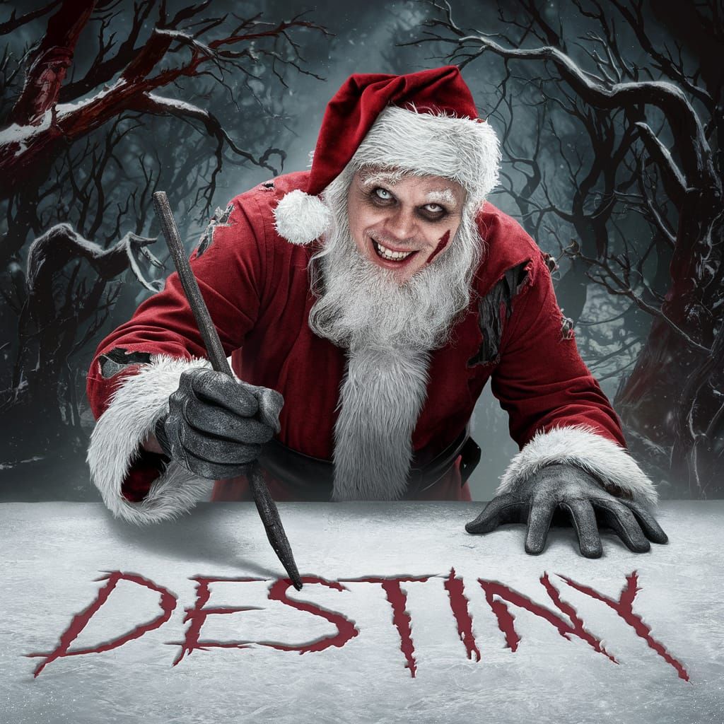 Sinister Santa Scrawls Destiny in Snowy Graveyard