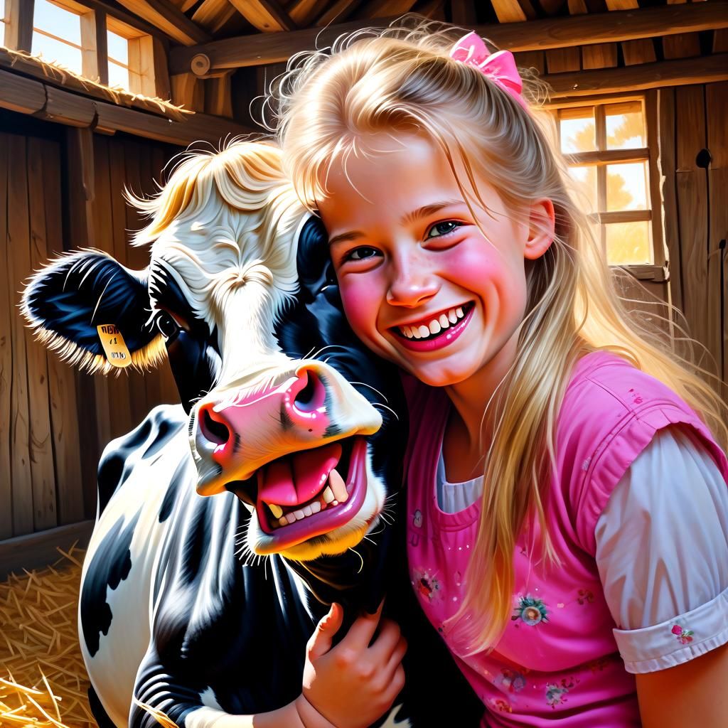 Cow and a Girl - Svetlana Belik Style