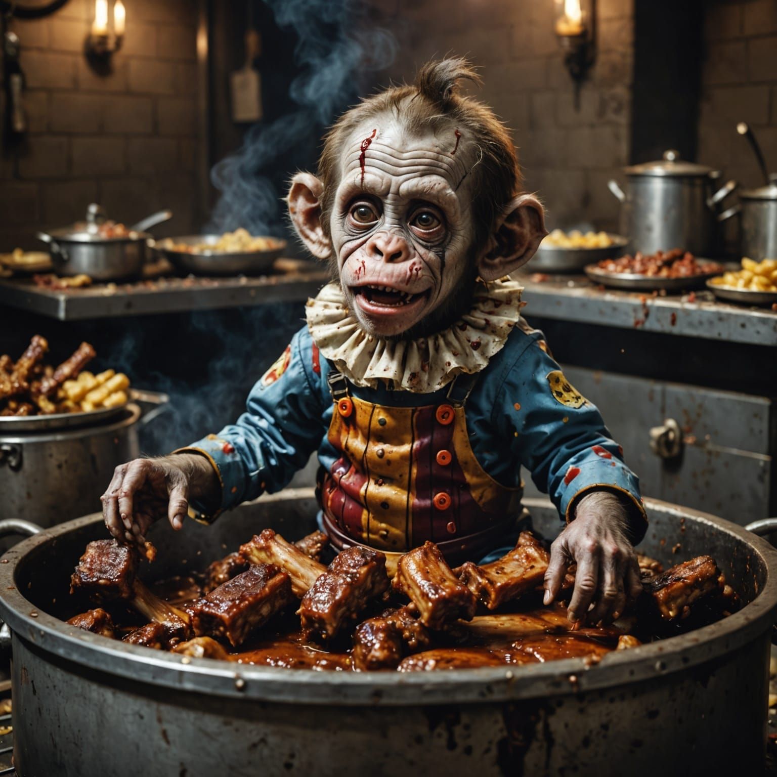 Gothic Horror Toddler in Searing BBQ Abyss