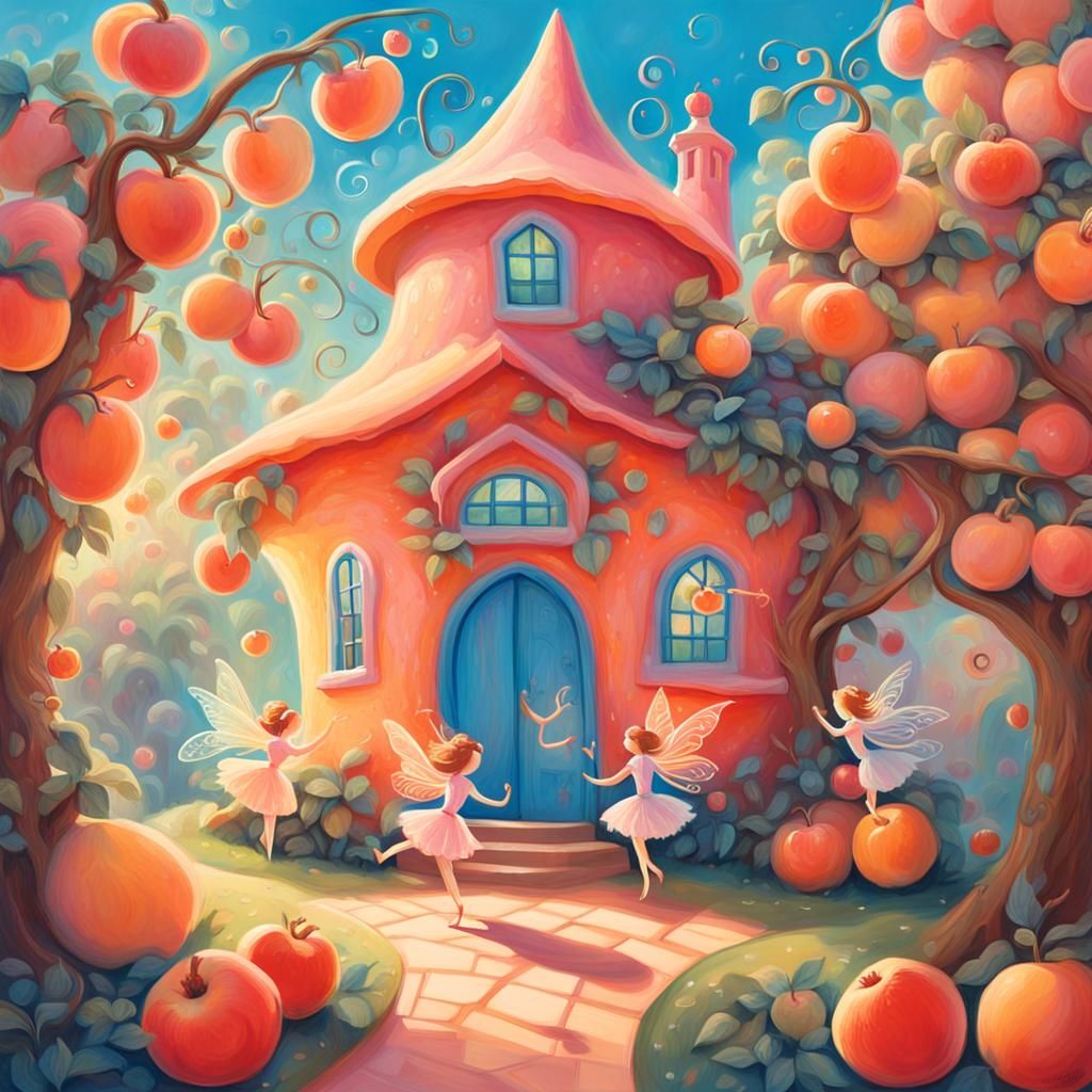 Whimsical Fruit House Fantasy Scene