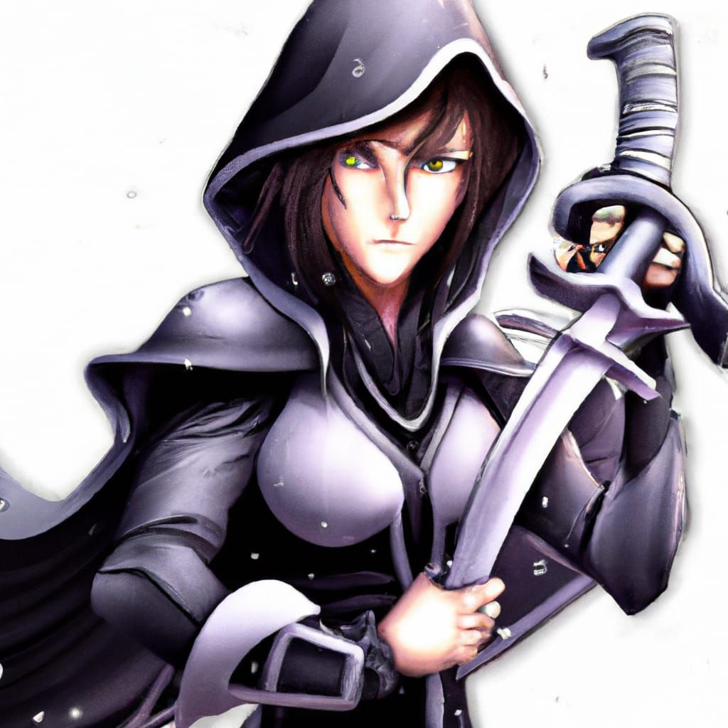 Anime Female Rogue in Dark Leather Armor