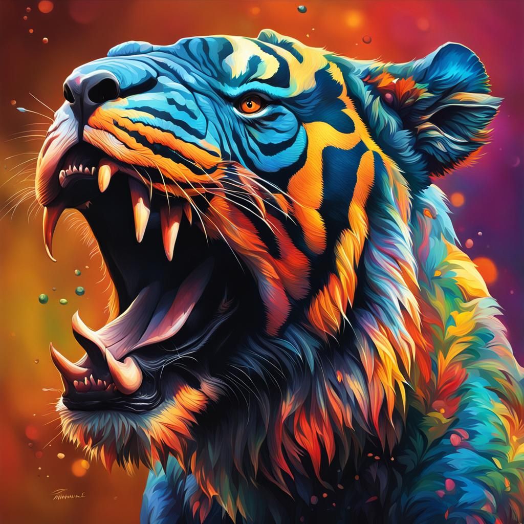 Hyperrealistic Animals in Colorful Splash Art Style