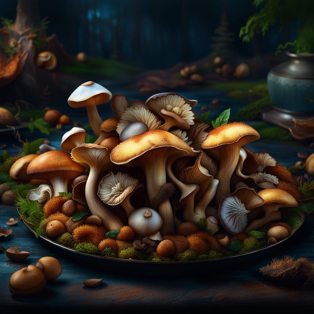 Appetizing Fried Mushrooms Food Art Masterpiece