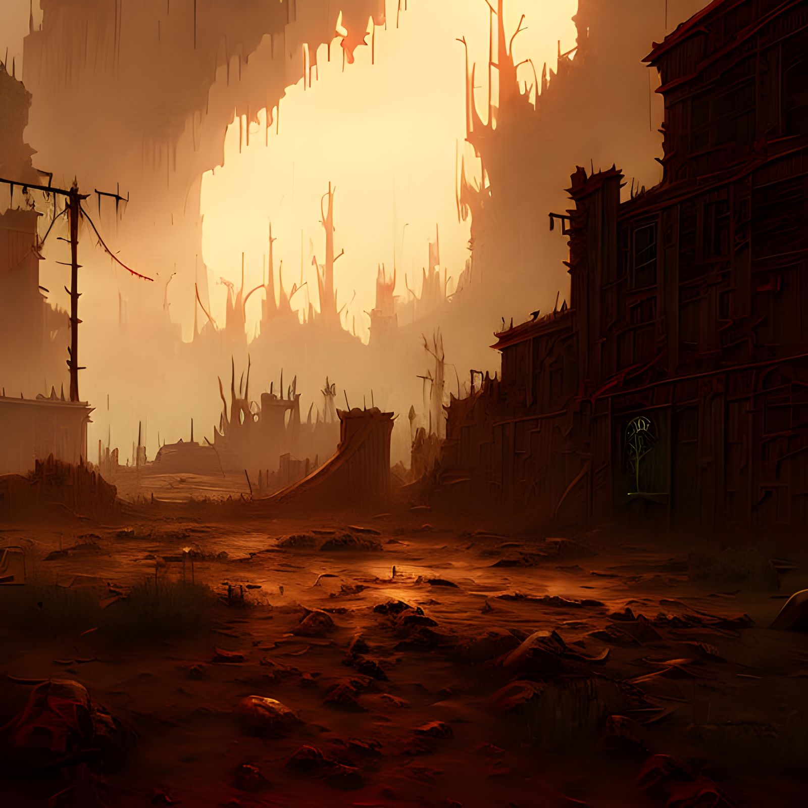 Dark Post-Apocalyptic Landscape Inspired by Lovecraft