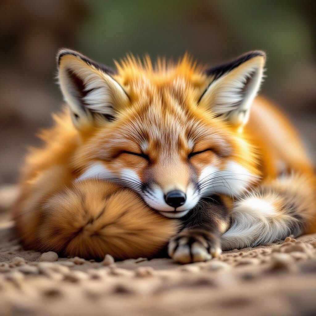 Relaxed Sleeping Baby Fox