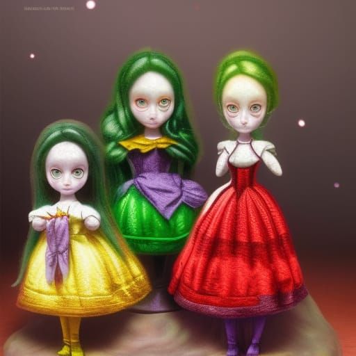 Creepy Christmas Dolls in Gothic Art Style