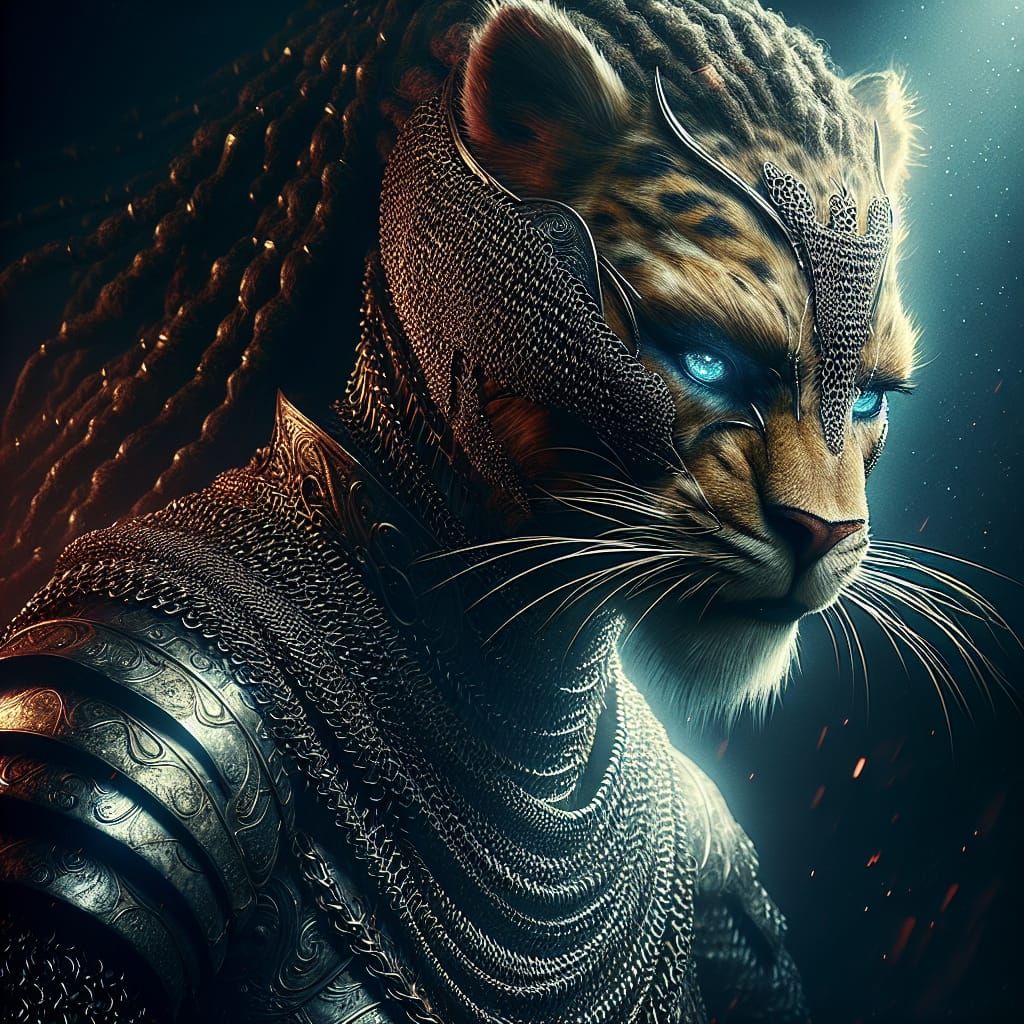 Epic Leonin Warrior in Maximalist Style