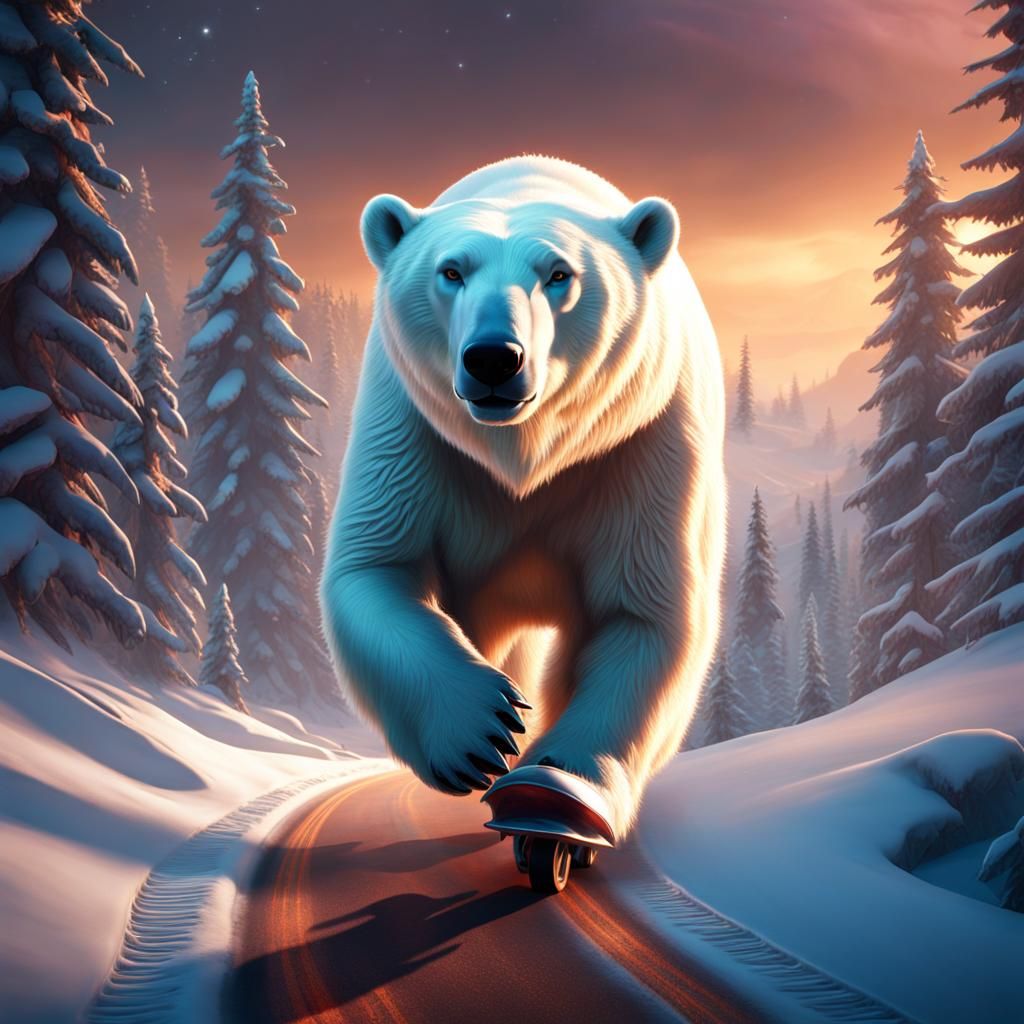 Polar Bear Skates: Detailed Digital Matte Painting