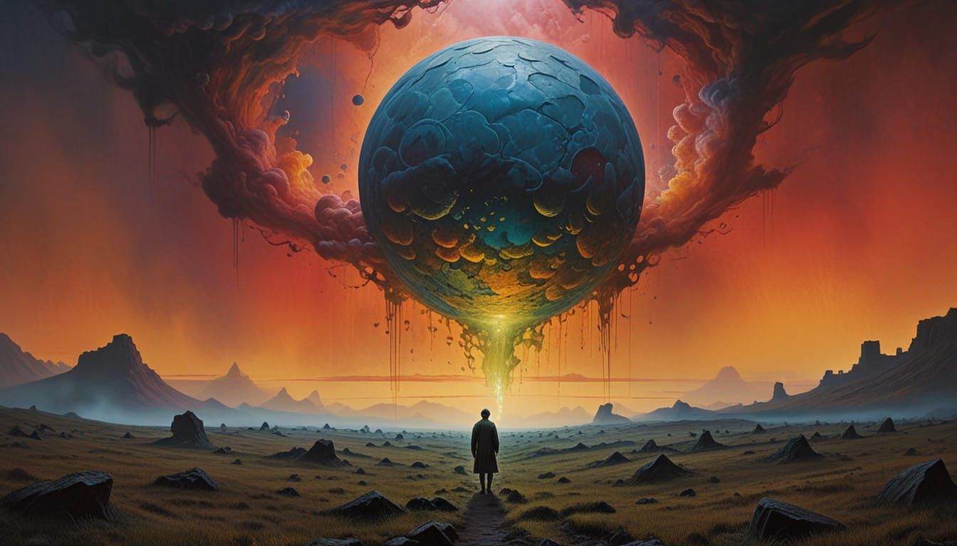 Mysterious Figure in Eerie Landscape