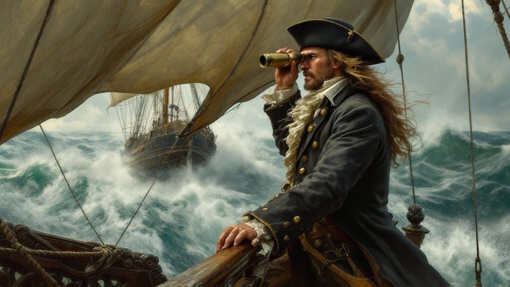 Captain Battles Stormy Seas in Nautical Chase