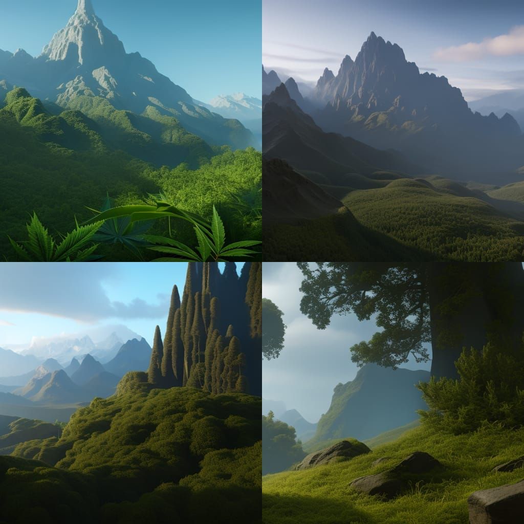 Detailed Matte Painting of a Cannabis Leaf