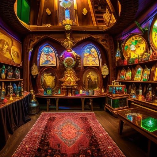 Magical Potion Shop Interior in Gothic Style