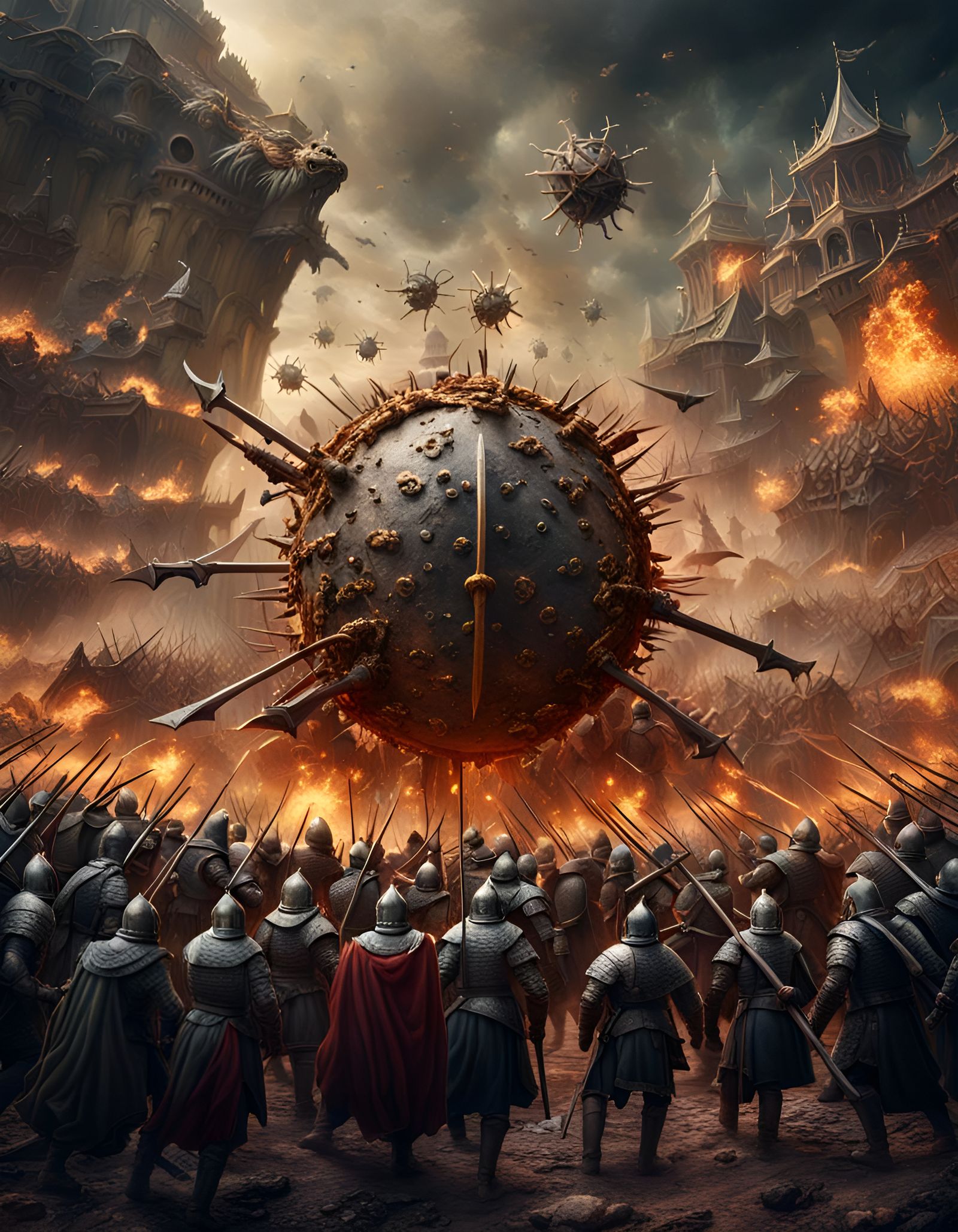 Medieval Battle Against COVID-19 in Digital Art