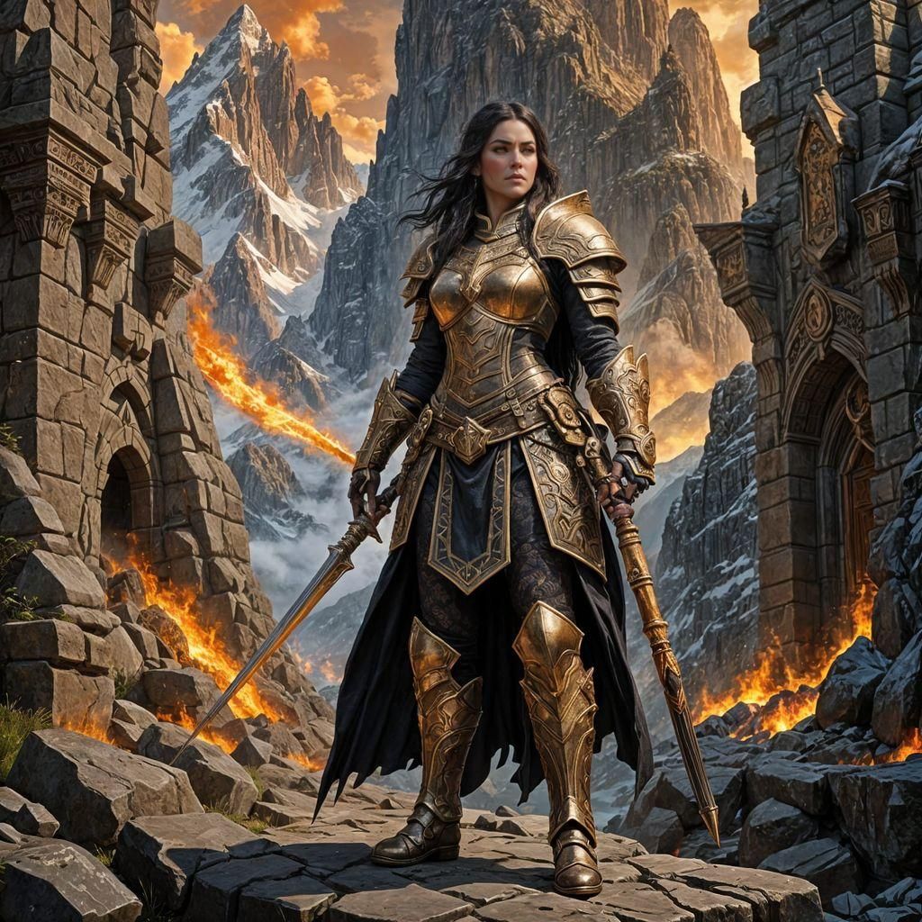 Epic Dwarven Fire Guard Warrior in Mountain Kingdom