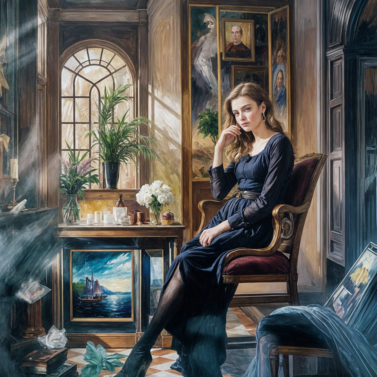 Shoemaker's Shop: Hudson River School Vaporwave Painting