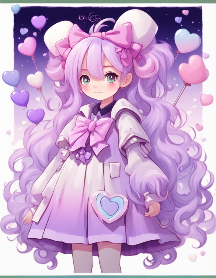 Cute Black Girl with Pastel Cotton Candy Hair