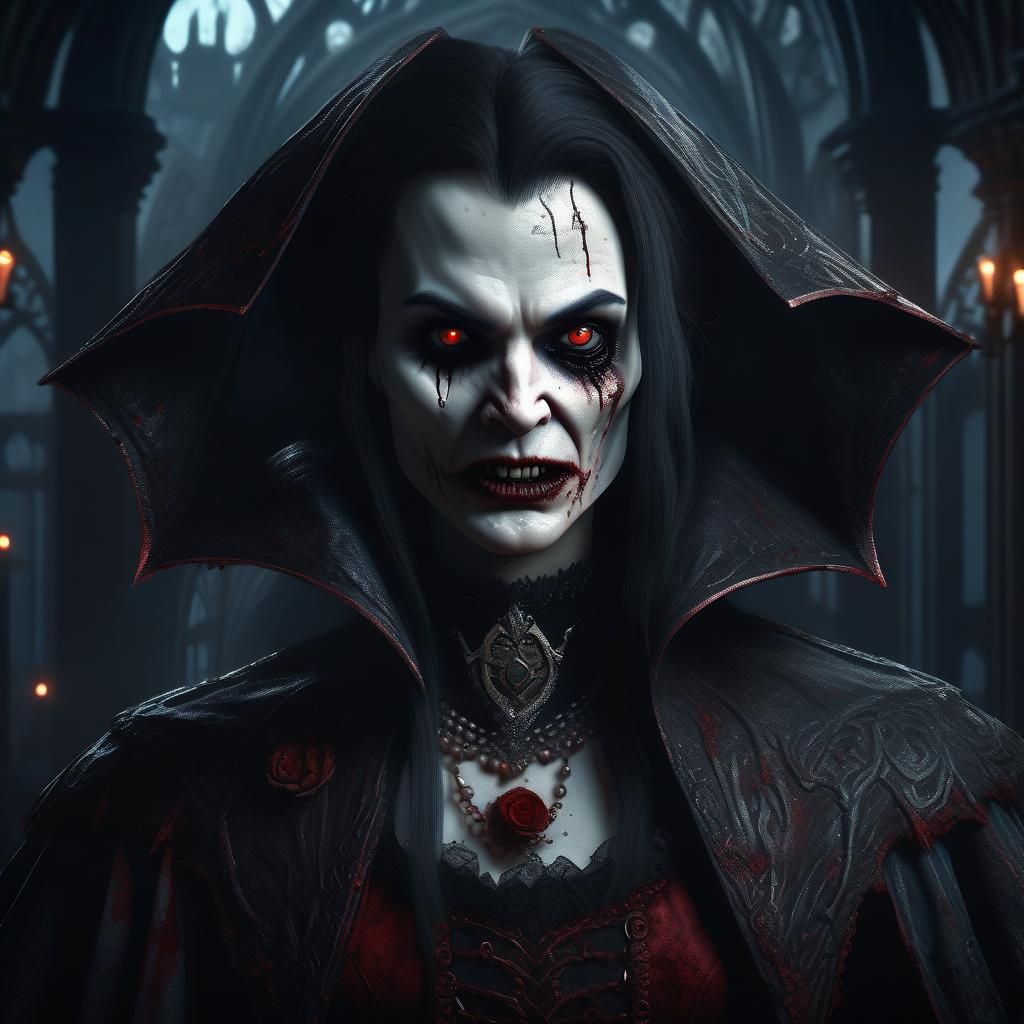 Time-Warped Vampire Concept Art in 8k Resolution