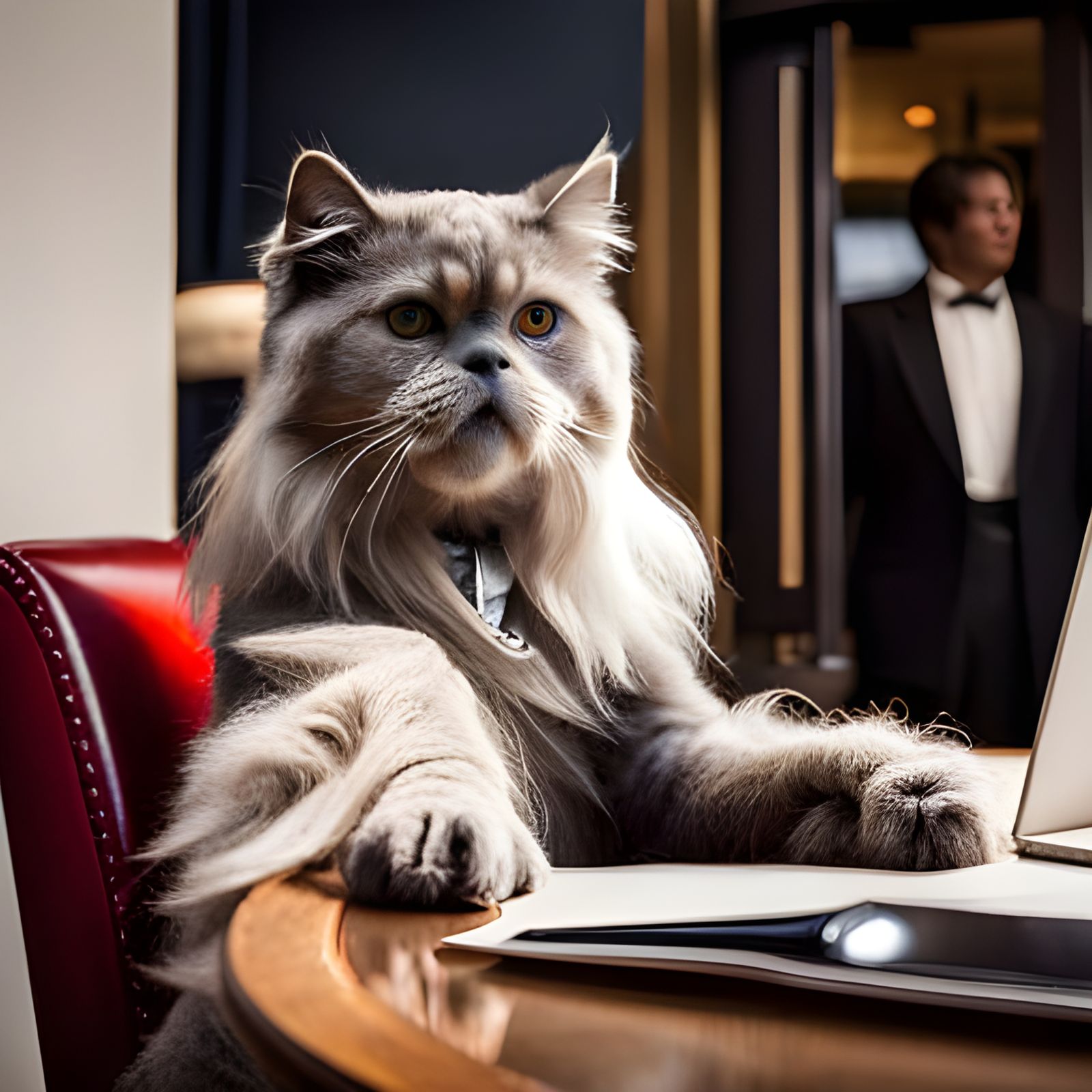 Charismatic Persian Cat Replaces Caesar in Cafe