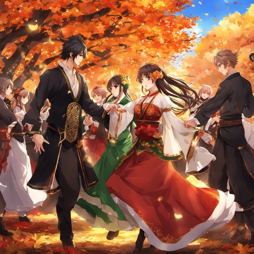 Celtic Autumn Festival Dance in Anime Style