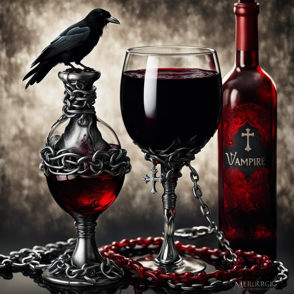 A gothic-themed wine glass