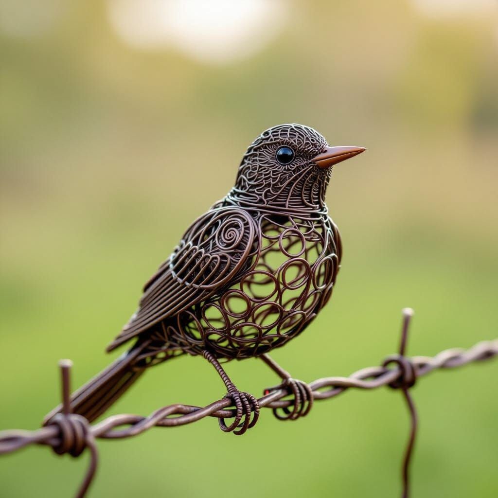 Elegant Twisted Wire Bird Sculpture