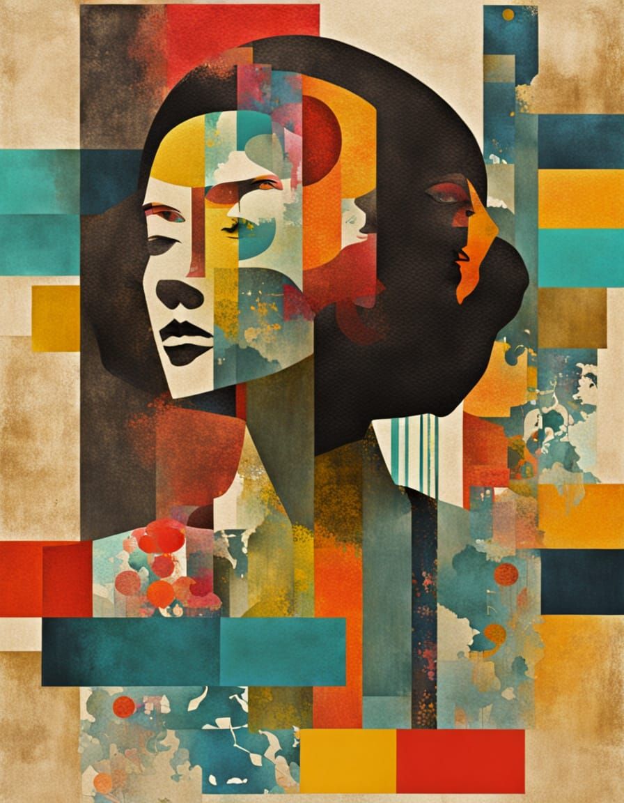Abstract Woman Portrait in Vivid Impasto Style