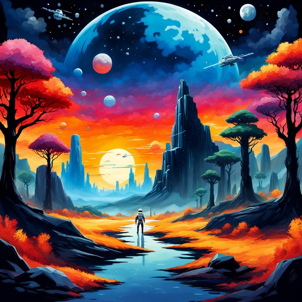 Epic Space Battle in a Galactic Landscape