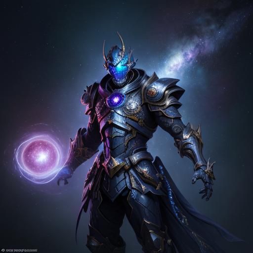 Cosmic Void Brainz in Celestial Armor, Detailed Matte Painti...